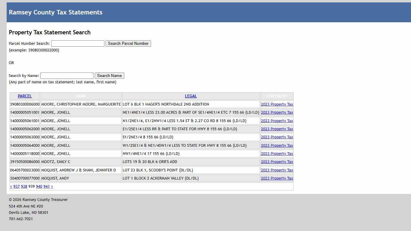 Tax Statement Search
