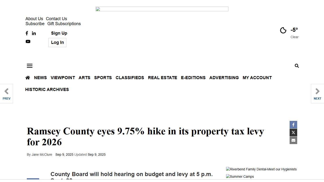 Ramsey County eyes 9.75% hike in its property tax levy for 2026 General News myvillager.com